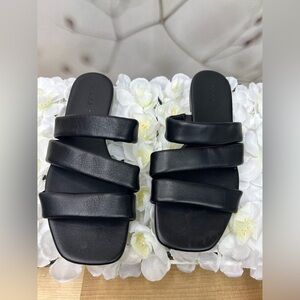 Vince leather Black Triple-Band Slide Sandals